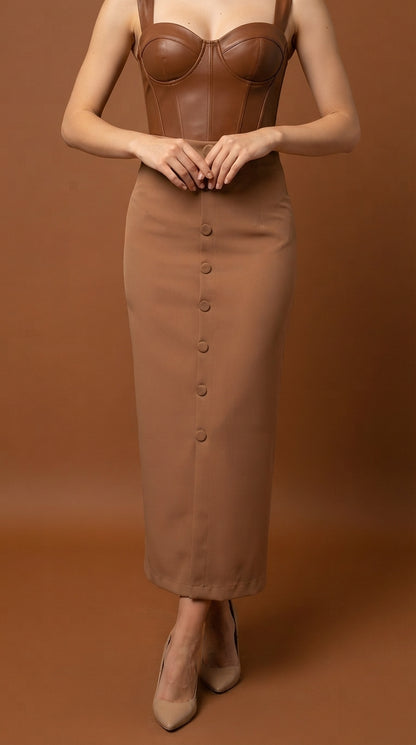 Falda Elegante Color Crema / AO24