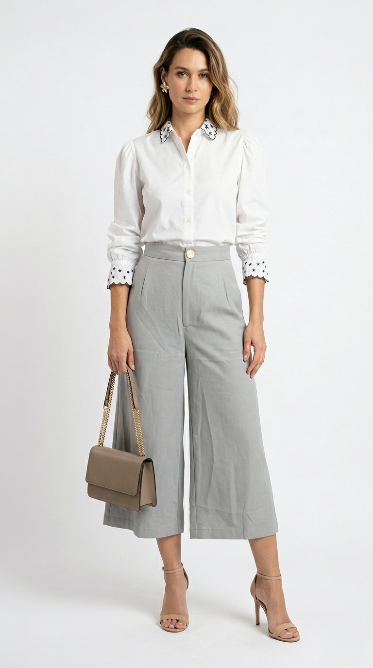 Pantalón Gris Claro Palazzo / ANE1001-49