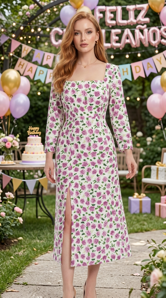 Vestido Floral Rosa Largo / CUM47
