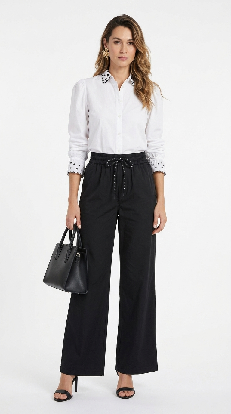Pantalón Palazzo Negro Clásico / ANE1001-43