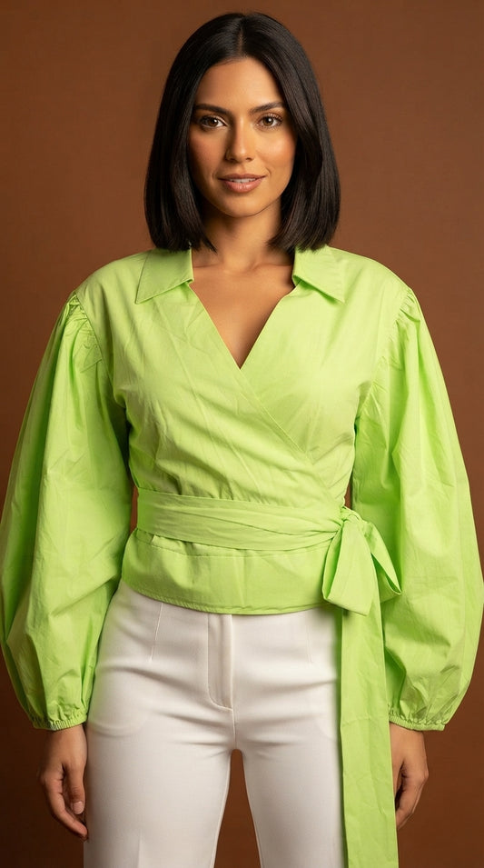 Blusa verde con lazo / AO124