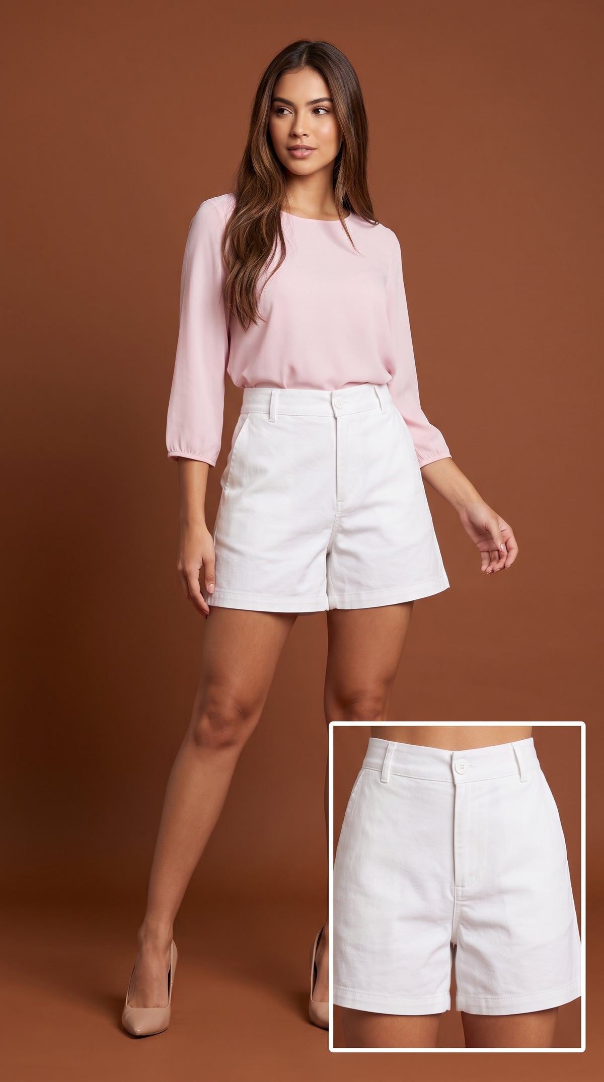 Short blanco corto básico D&M / V446