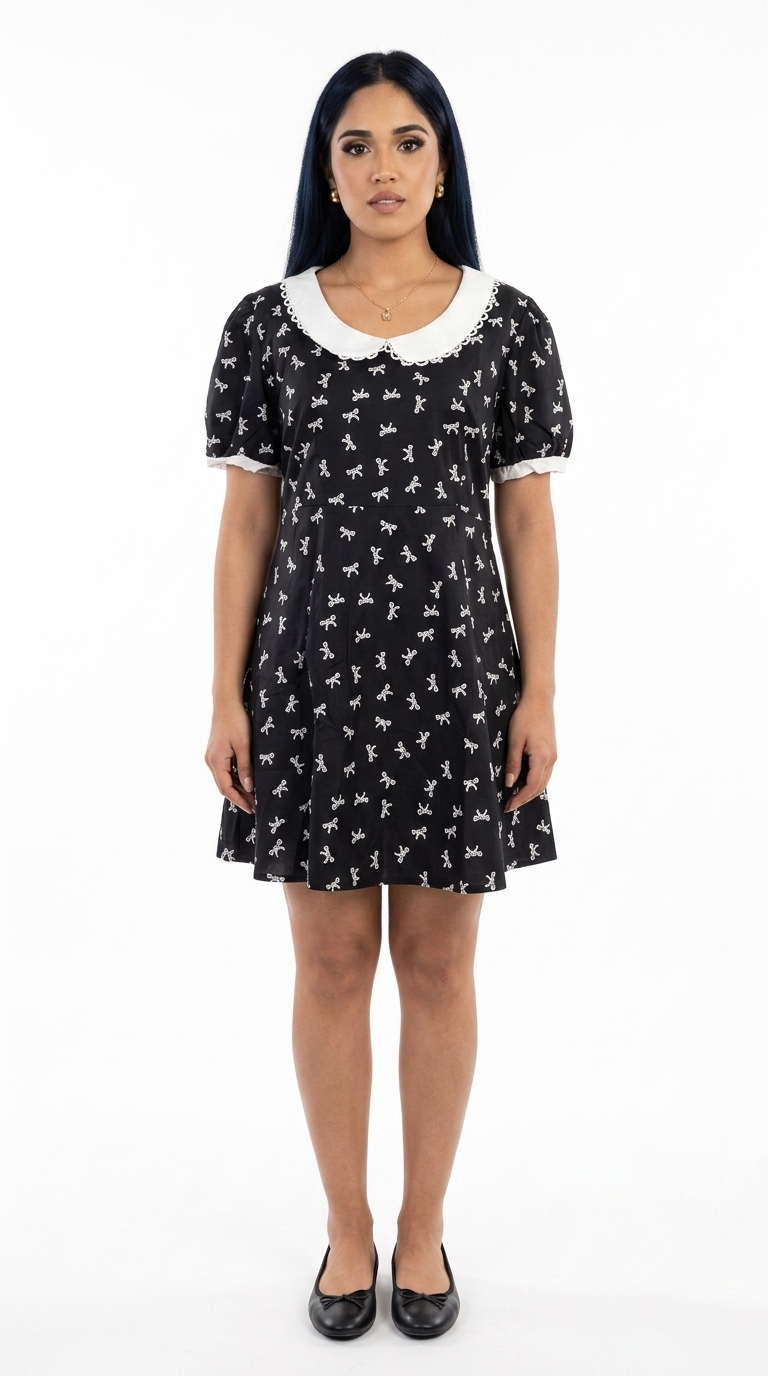 Vestido Negro Estampado / L98A