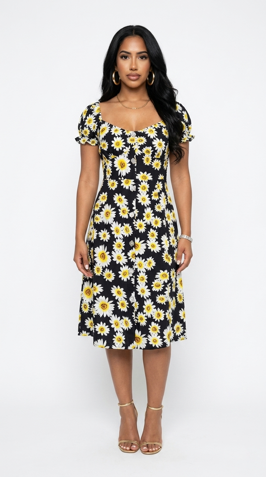 Vestido Midi Floral con Volantes / ANU79