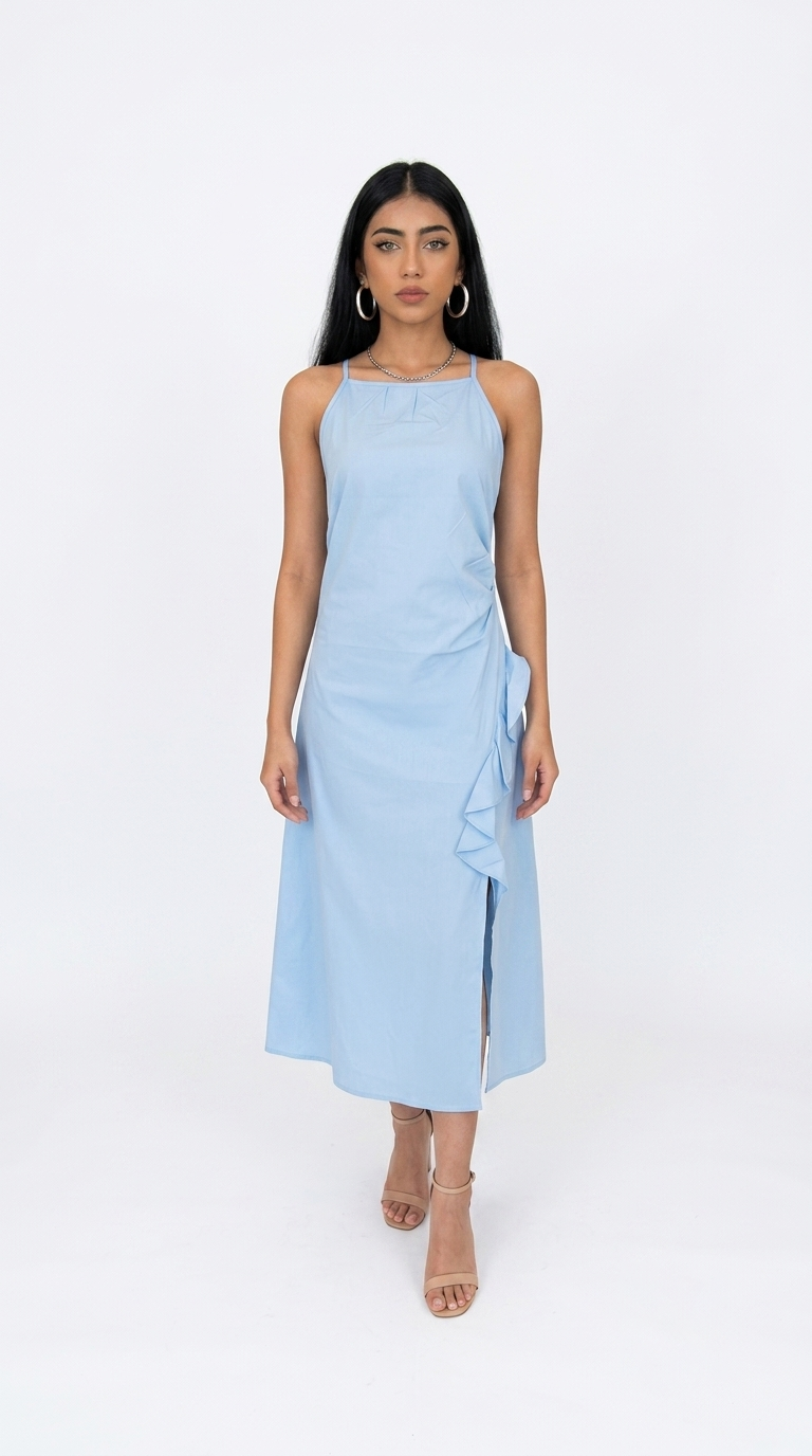 Vestido Celeste Minimal Midi / L94A