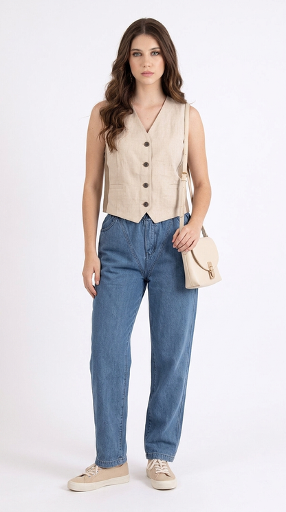Conjunto Beige Minimal Denim / CAS04