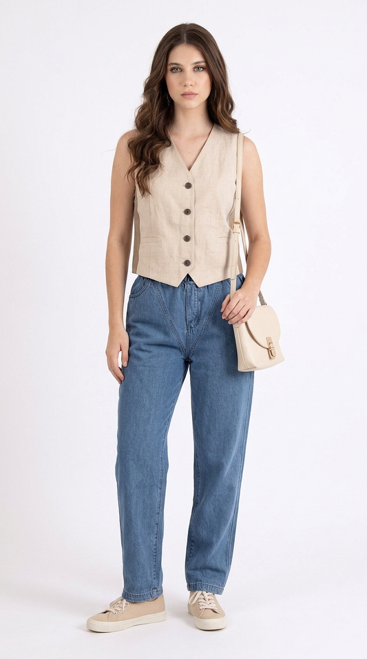 Conjunto Beige Minimal Denim / CAS04