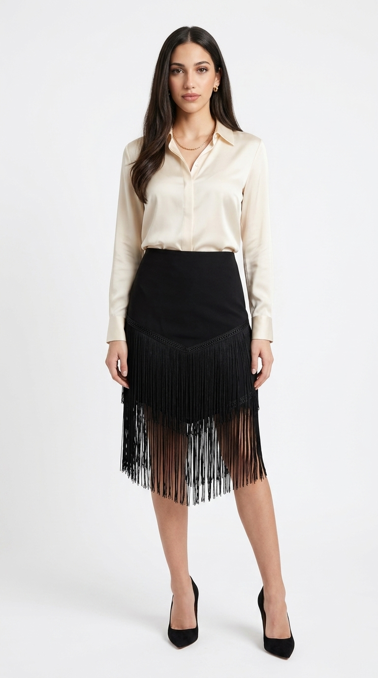Falda corta con flequillos elegantes D&M / V459