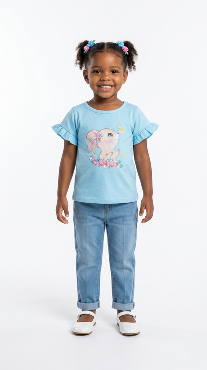 Camiseta Niña Celeste Estampada / ANK24