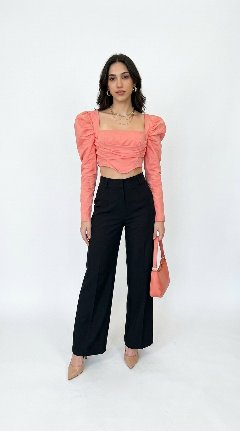 Blusa coral manga larga fluida D&M / V374