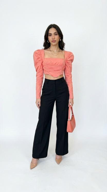 Blusa coral manga larga fluida D&M / V374