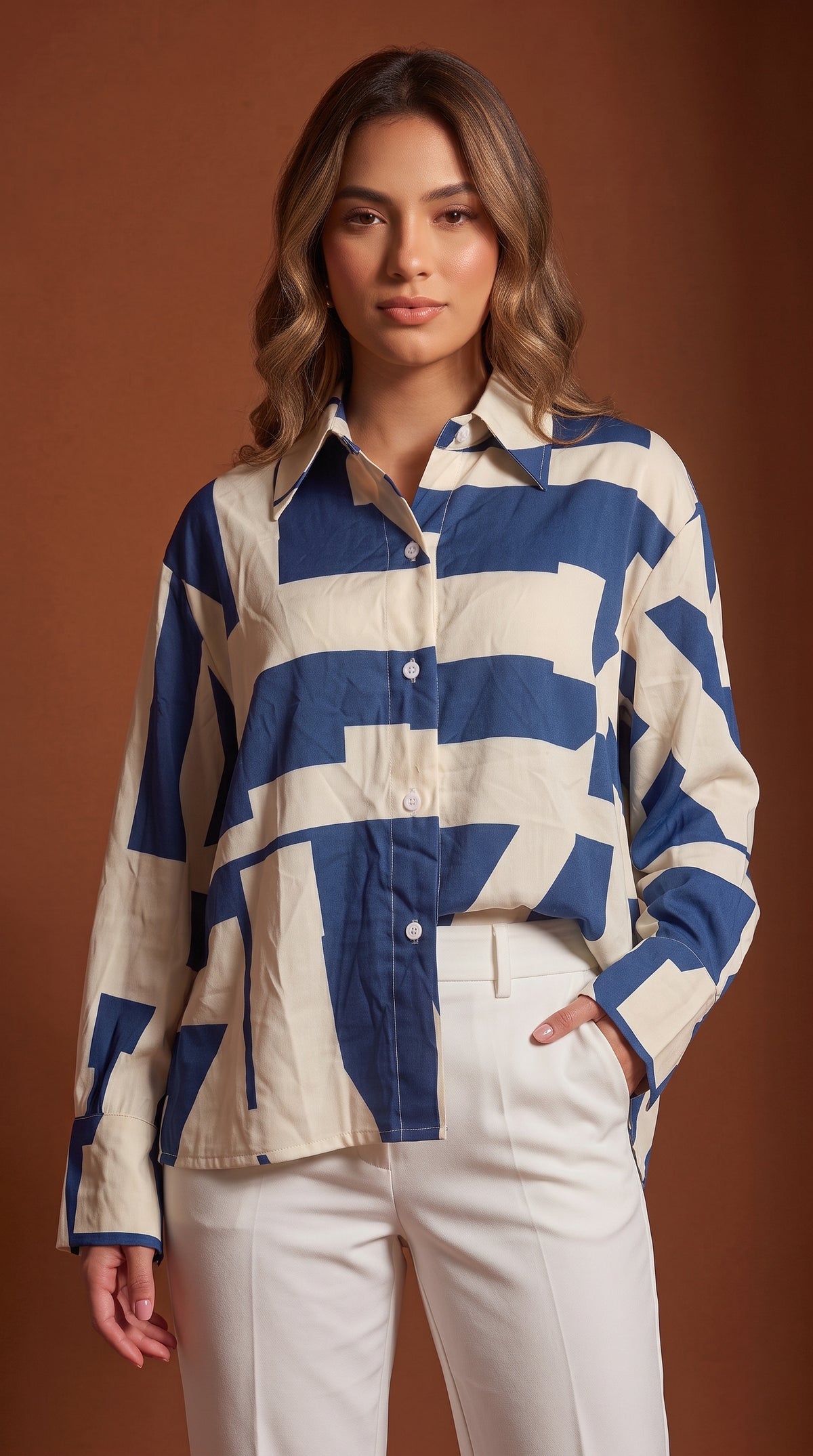 Camisa Manga Larga con Rayas / ANB26039