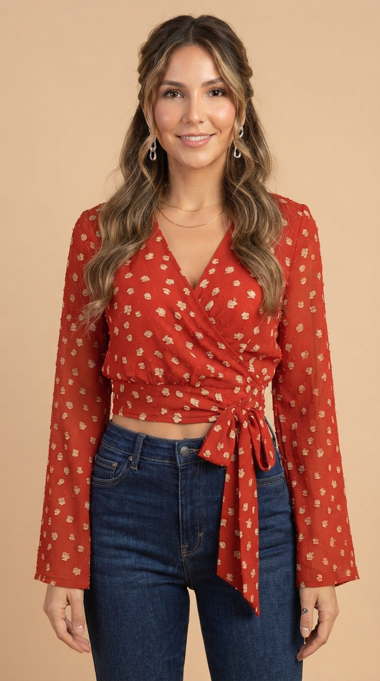 Blusa Crop Cruzada de Manga Larga / ANB26038