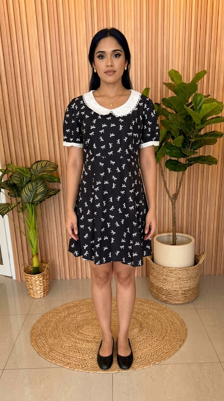Vestido Negro Estampado / L98A