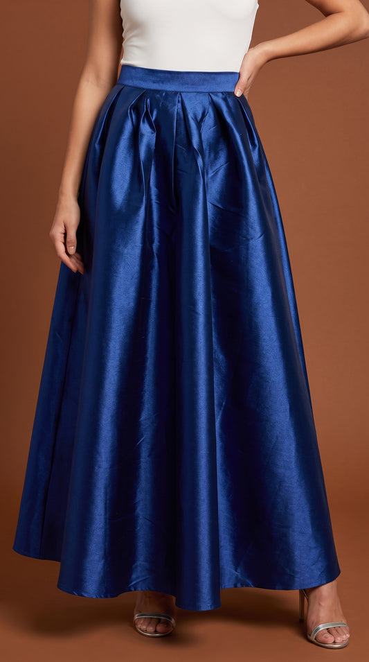 Falda azul satinada / AO188