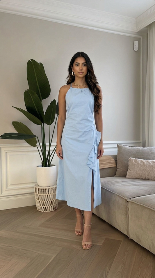 Vestido Celeste Minimal Midi / L94A