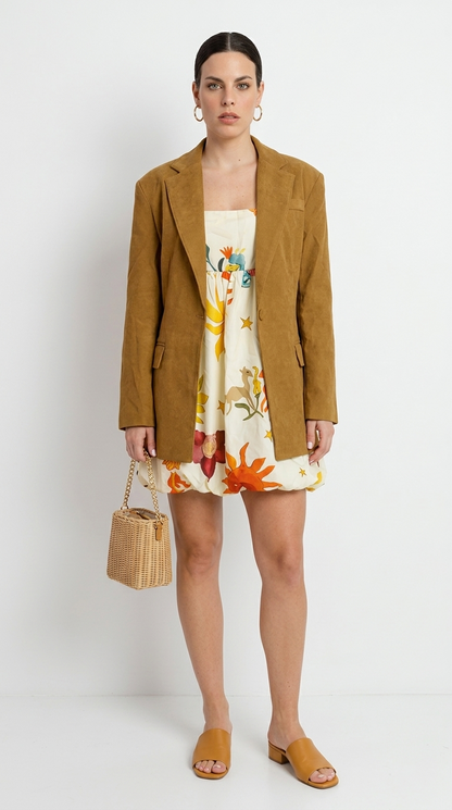 Set Camel Floral con Kimono / CAS16