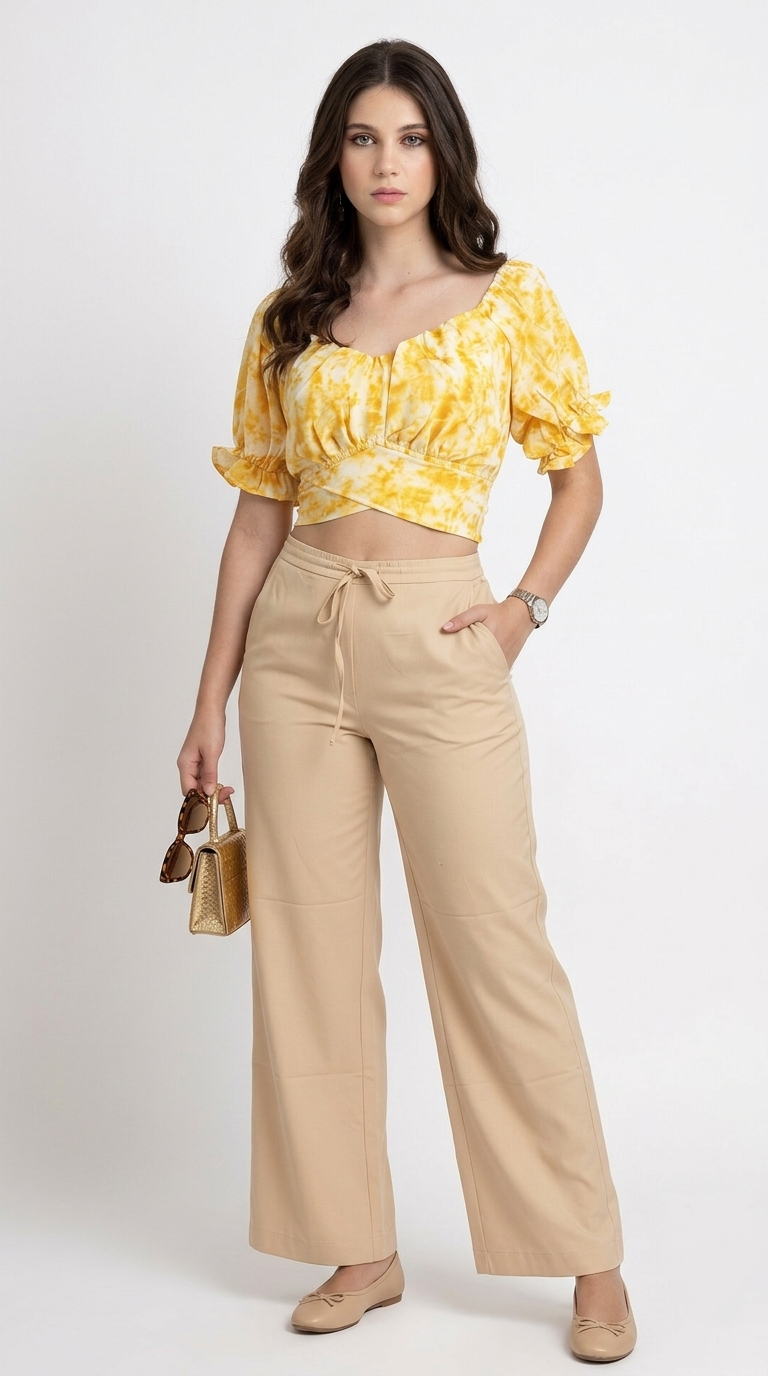 Set Amarillo con Palazzo Nude / CAS33
