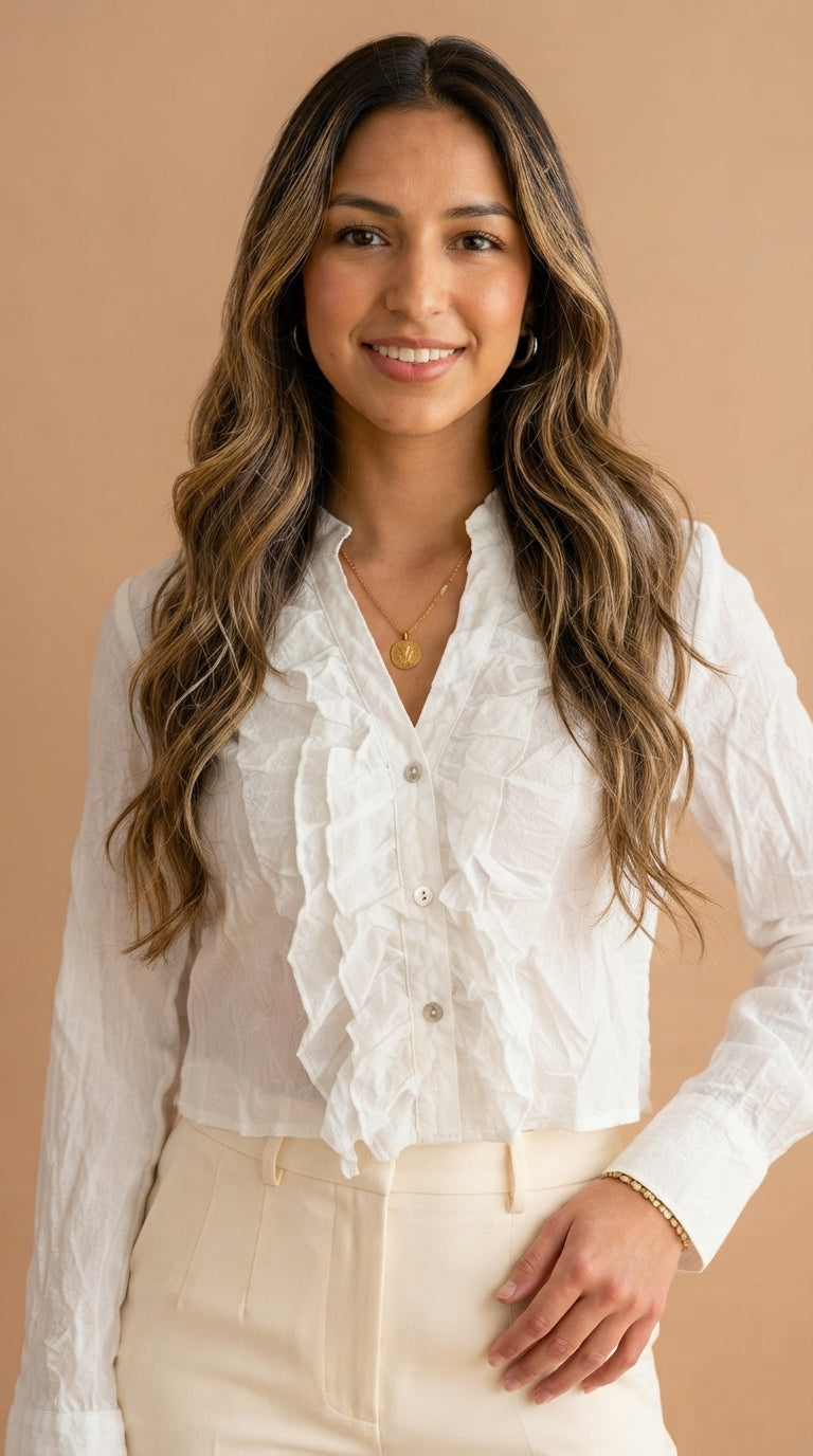 Blusa con Volantes y Encaje / ANB26040