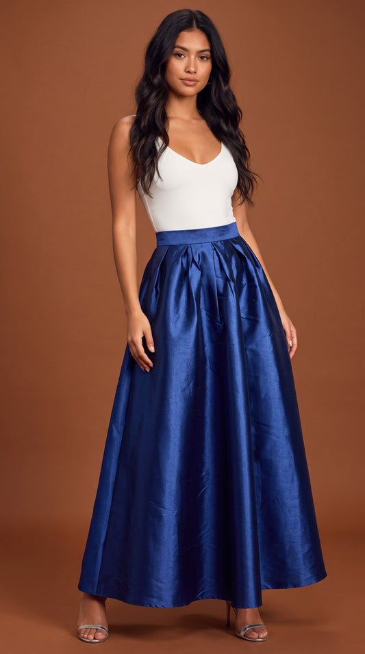 Falda azul satinada / AO188