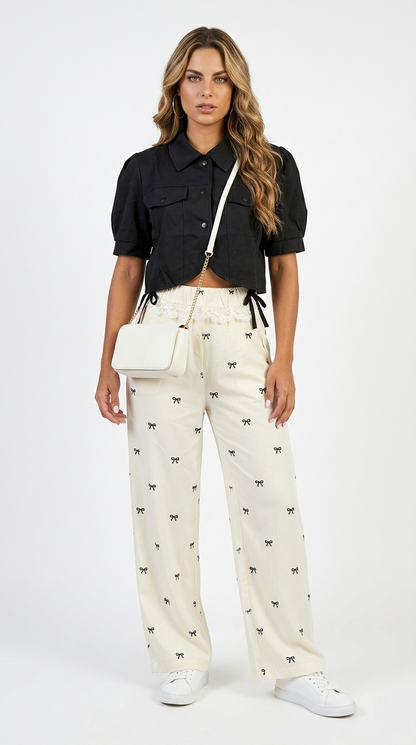 Conjunto Negro con Pantalón Estampado / CAS19