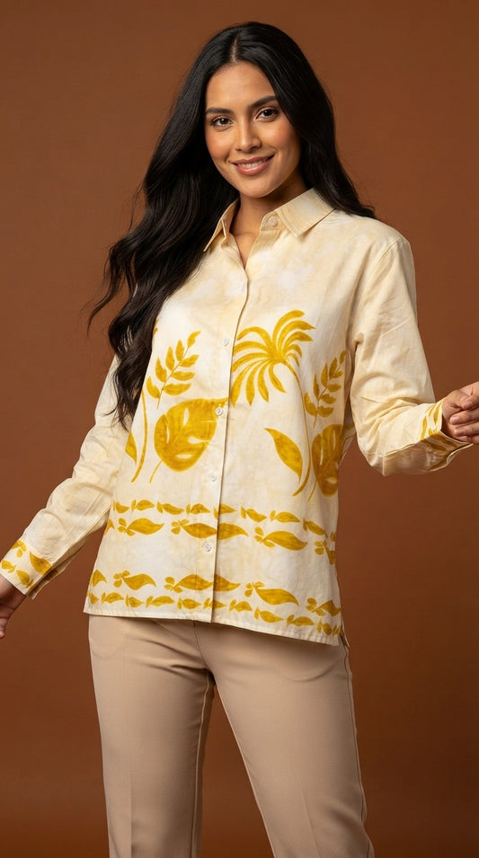 Blusa blanca estampada amarilla / ANB26004