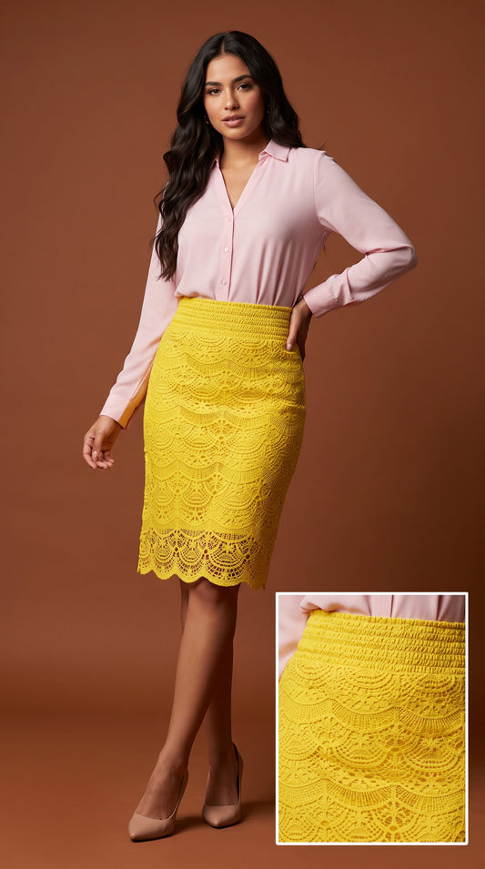 Falda amarilla encaje / AO190