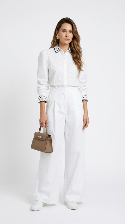 Pantalón Blanco Palazzo Clásico / ANE1001-55