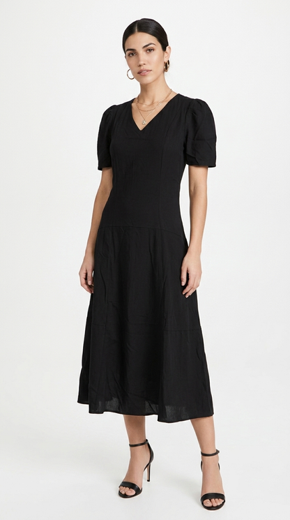 Vestido Negro Casual Midi / L84A