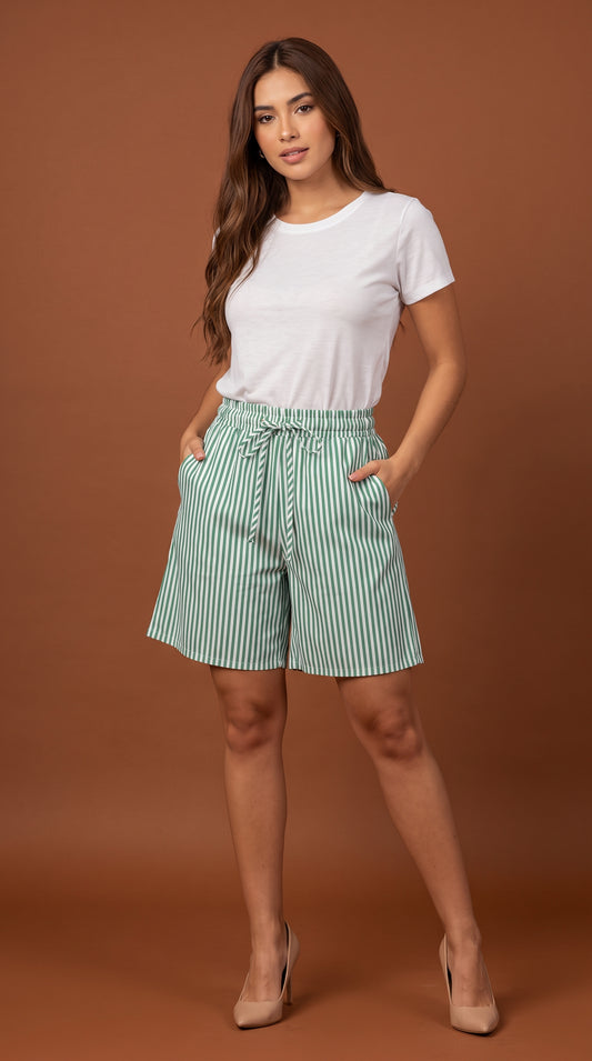 Short Casual de Rayas Blancas / ANP07