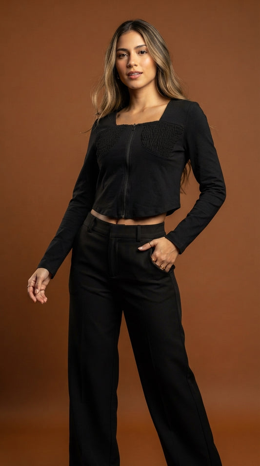 Blusa Negra Manga Larga Básica / NOB04