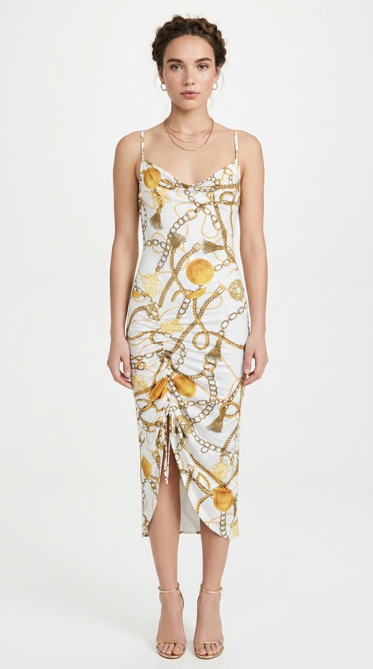 Vestido Entallado con Estampado y Tirantes / V238