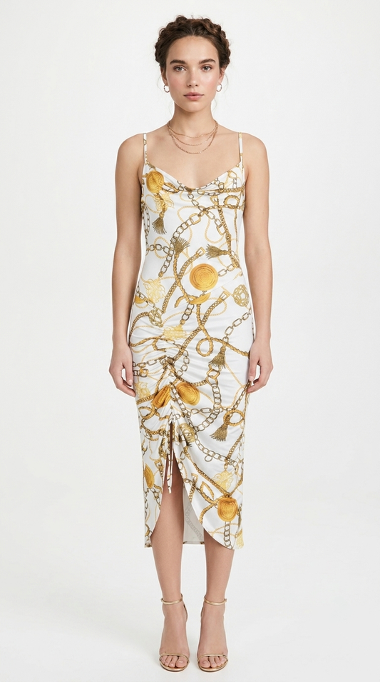 Vestido Entallado con Estampado y Tirantes / V238