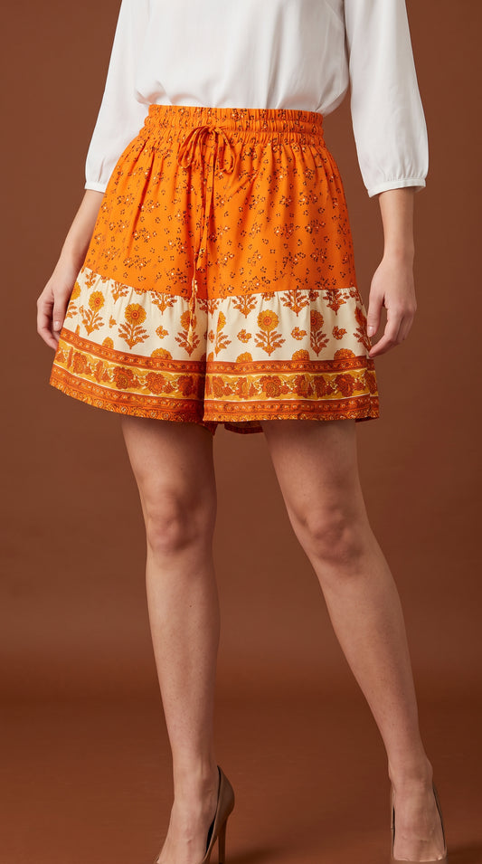 Short Floral Naranja Estilo Boho / ANE1001-66
