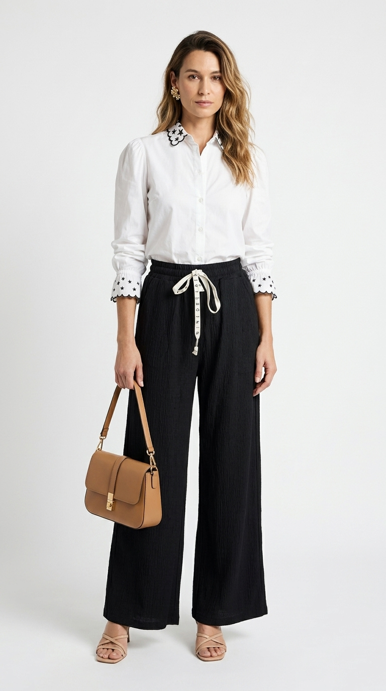 Pantalón Negro con Cordón / ANE1001-46
