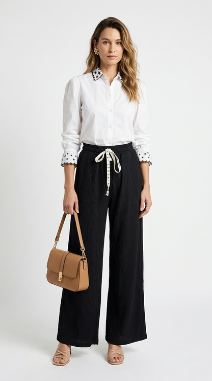 Pantalón Negro con Cordón / ANE1001-46