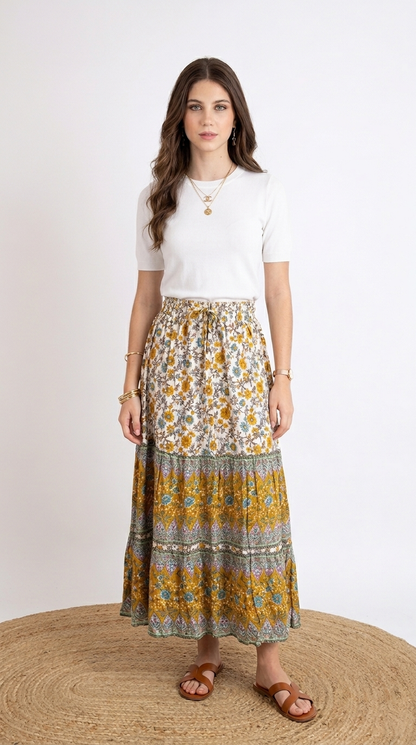 Falda Boho Estampada Multicolor / ANF04