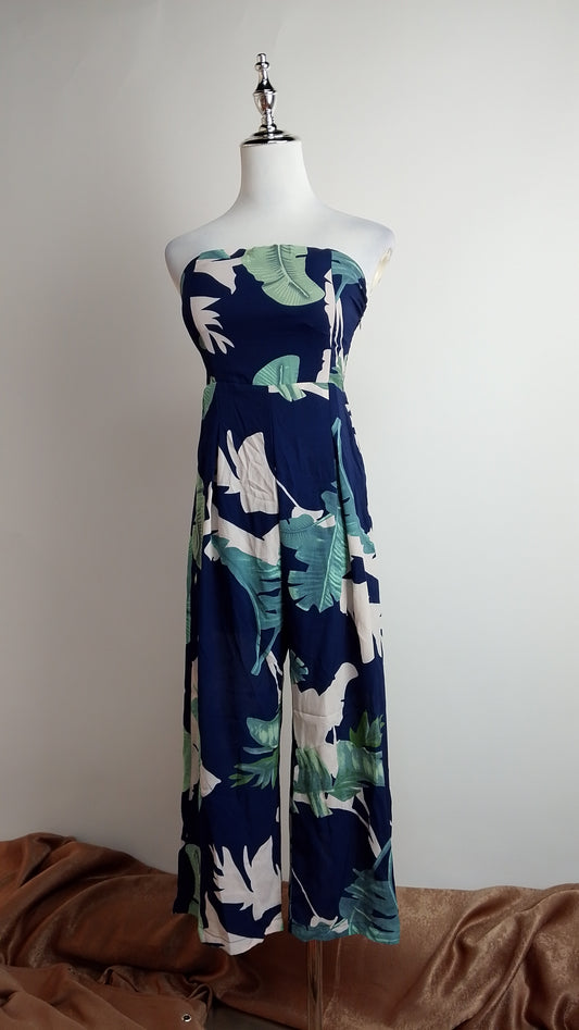 Vestido largo azul floral / ANJ06