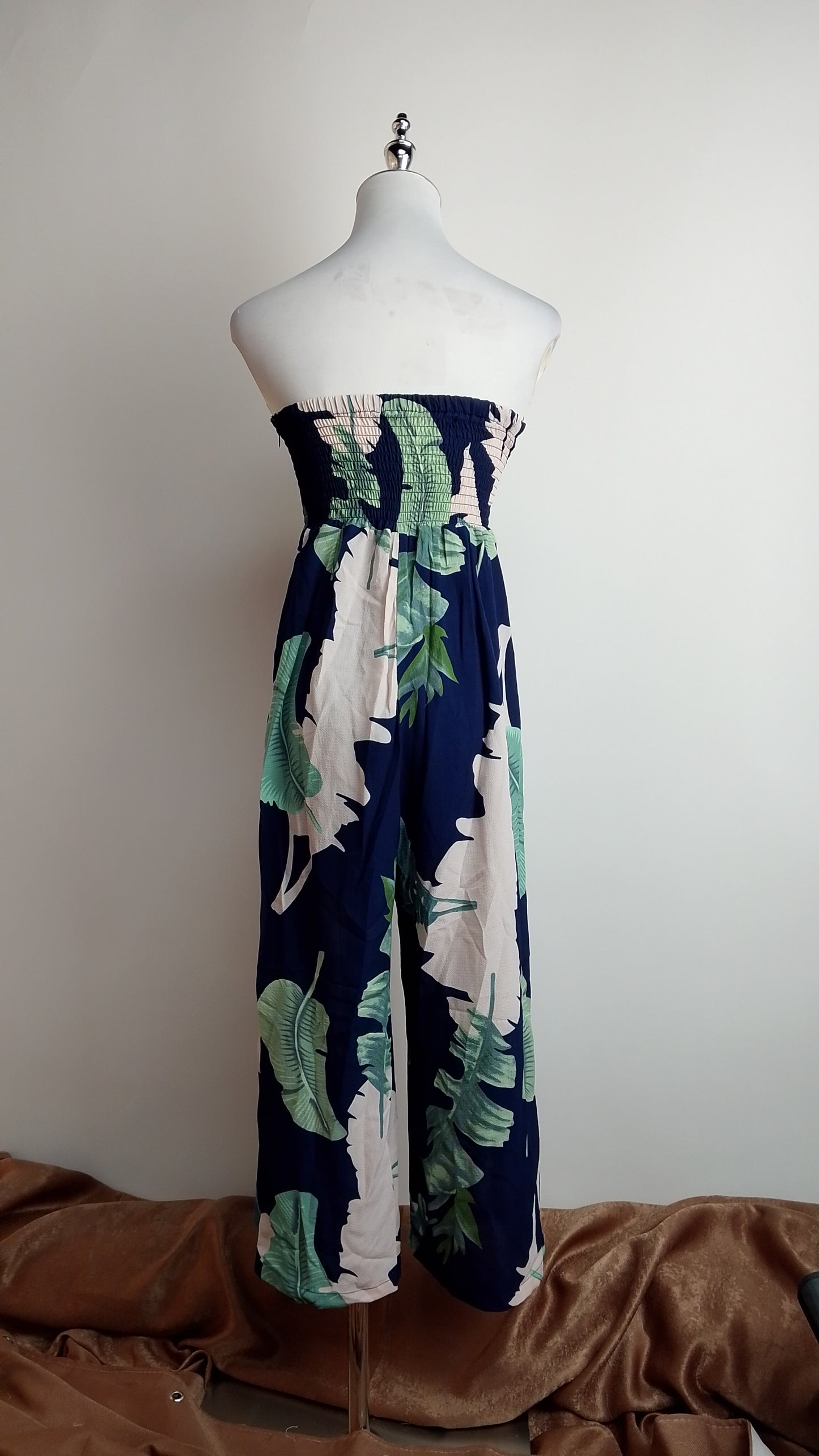 Vestido largo azul floral / ANJ06