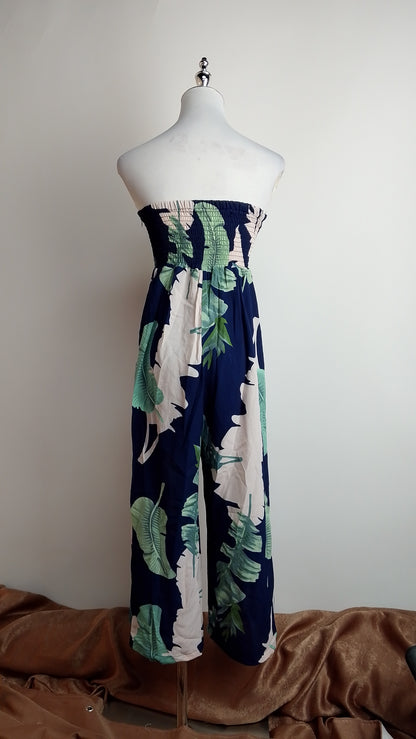 Vestido largo azul floral / ANJ06