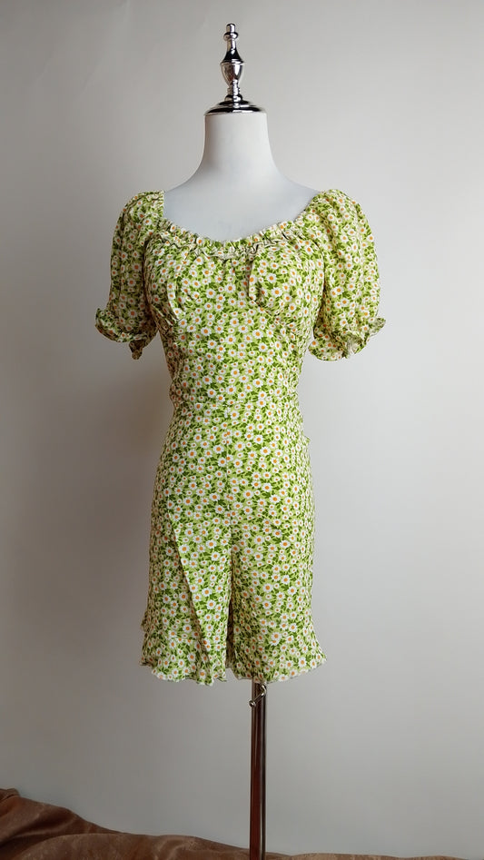 Enterizo corto verde floral / ANJ08