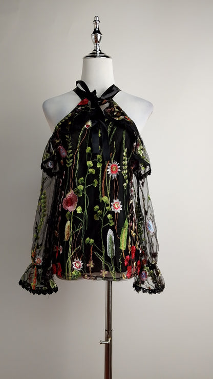 Blusa negra hombros descubiertos / ANB12