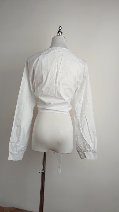 Blusa blanca lazo frontal casual / ANB32