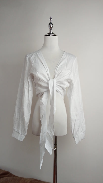 Blusa blanca lazo frontal casual / ANB32