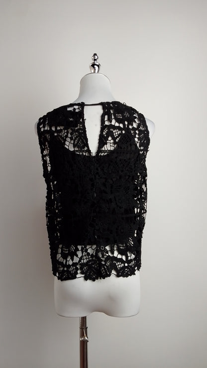 Blusa negra encaje elegante / ANB22