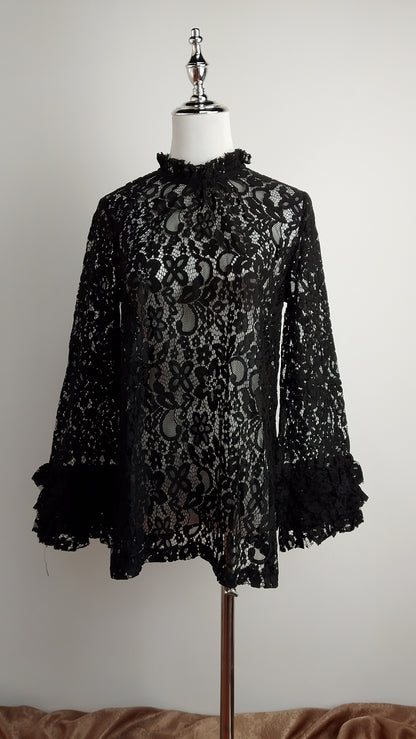 Blusa negra encaje sofisticada / ANB29