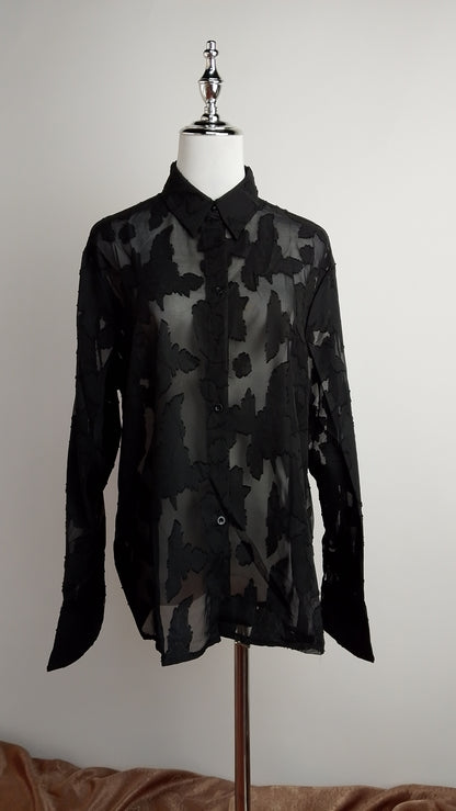 Blusa negra encaje casual chic / ANB38