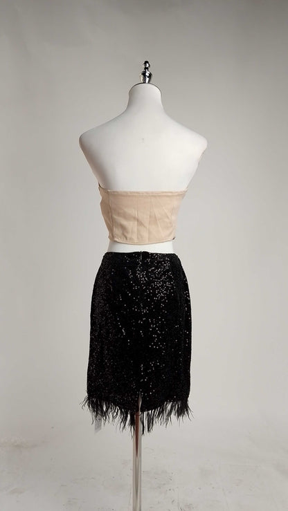Falda mini de lentejuelas negras D&M / V457