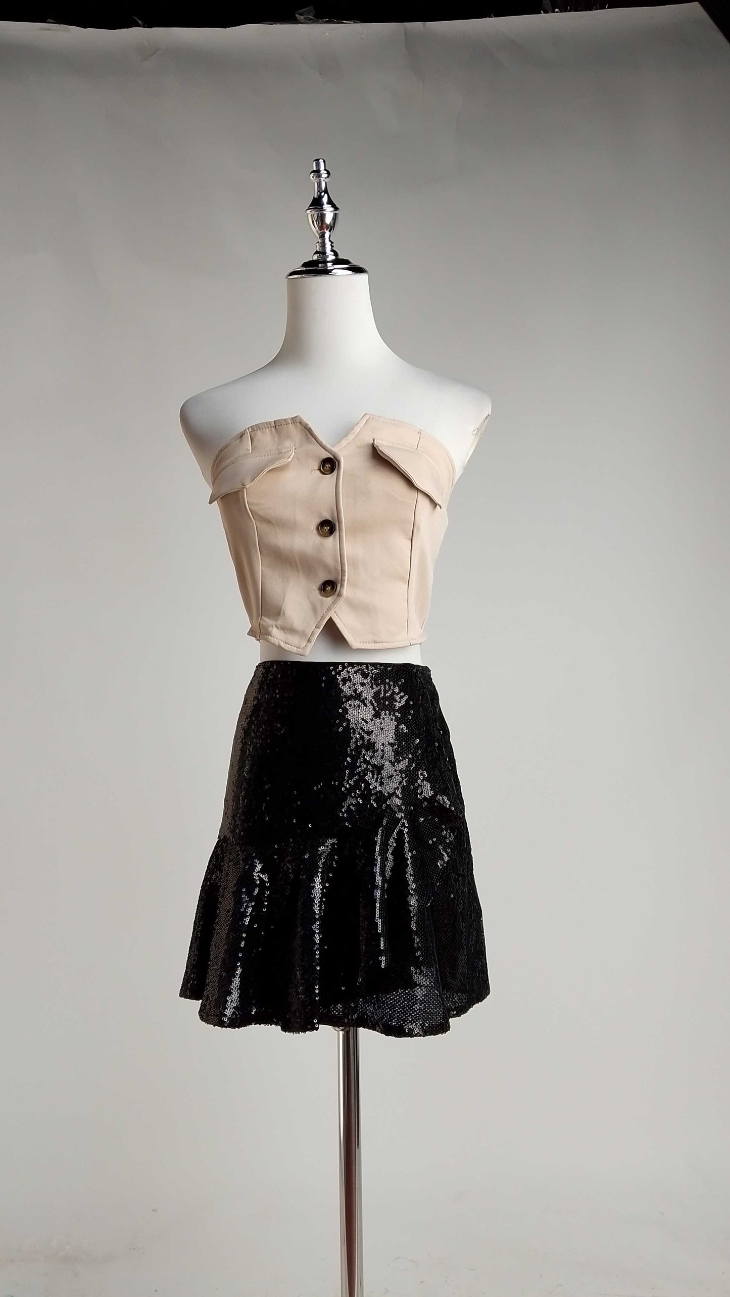 Falda de flecos negros de fiesta D&M / V458