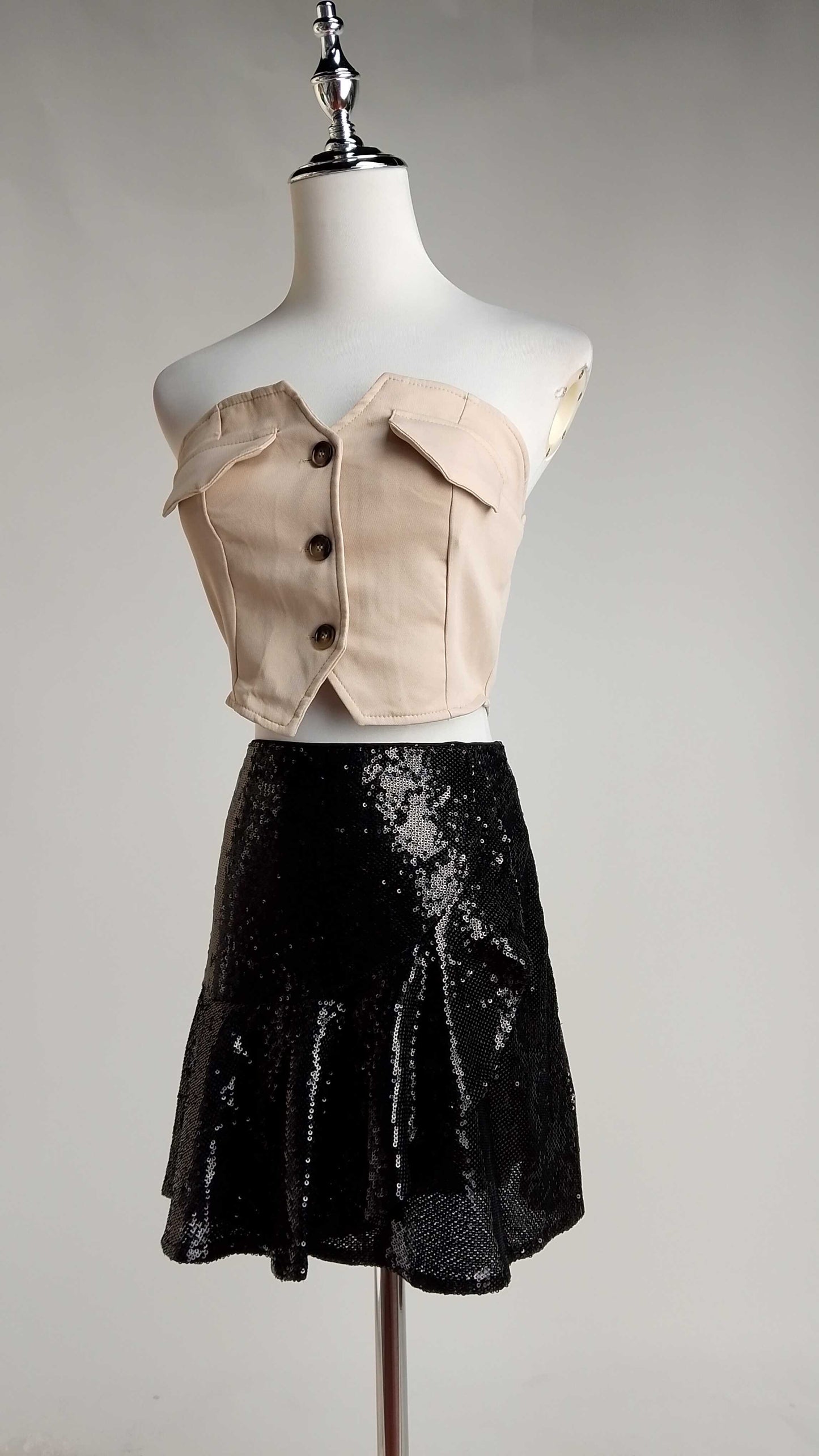 Falda de flecos negros de fiesta D&M / V458